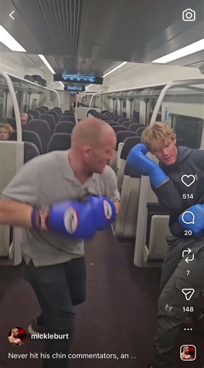Micky Sparring Strangers on the Train😂🥊 #shadowboxer #HomelessMicky #funny