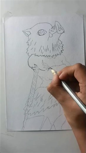 How I Draw Inosuke 🐗 | Demon Slayer Pencil Sketch #Shorts #demonslayer #drawing #inosuke