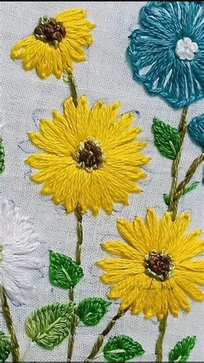 Sunflower Hand Embroidery 🌻 Easy Flower Design