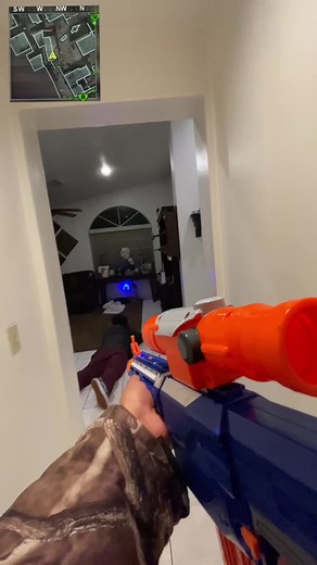 Nerf Gun Game Setup in Modern Living Room