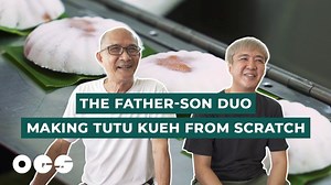 38K views · 834 reactions | Mr Tan has been selling Tutu Kueh for over 50 years, and the rice flour machine in his stall is as old as him! Watch how this father-son duo make tutu kuehs from scratch everyday! | Our Grandfather Story | Facebook