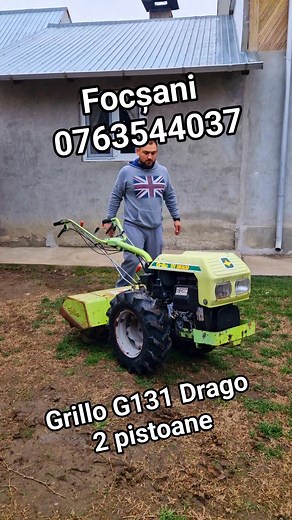 Focșani 0763544037 Preț 2900€ Grillo G131 Drago Motor in 2 pistoane 18 cai diesel Pornire la cheie - baterie noua Varta Instalatie electrica cu lumini Anvelope Pirelli pe 12 6.5 80 balon Ecartament reglabil Freza reglabilă 85 cm - cuțite noi Reductor mic mare Cutie de viteze profesionala 7 trepte de viteza Cupla pentru remorca Diferențial blocabil pe fiecare roata Este cel mai mare si solid model de motocultor Se vinde asa cum se prezinta Am mai multe modele Posibilitate de transport | Ionut Tim