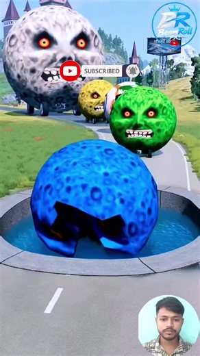 Big vs Small Moon Cars vs GIANT Water Pit! 😱 #gamingshorts