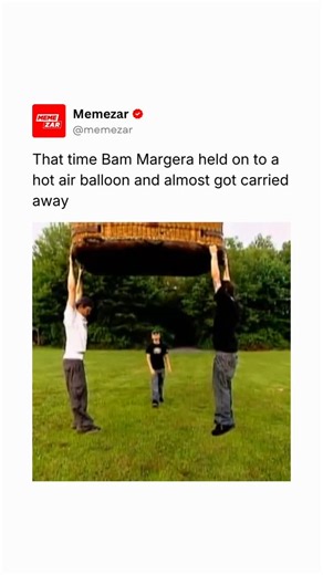 MEMEZAR • MEMES & MEME-CULTURE on Instagram: "The things he put his parents through was borderline abusive 😭 Like this content? Follow us for more @memezar ❤️ Bam Margera once attempted a hot-air-balloon stunt for his MTV series Viva La Bam, a show built around improvised challenges and dangerous pranks performed by Margera and the wider Jackass crew. During one segment, Margera grabbed onto the balloon’s basket as it unexpectedly lifted, leaving him dangling as it rose far higher and faster th