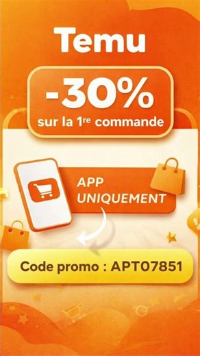🔥 -30% sur TEMU (1ʳᵉ commande) 💥 Code Promo APT07851