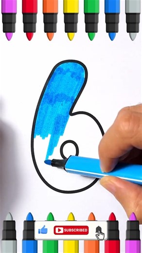 ⏪⏸️⏩ Reverse Play 🎨 Coloring number 6 😻✨ #coloring #DIY #easy #glitter #art #toy #color #trending