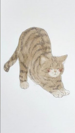 のびする猫さん🐈 #猫 #イラスト #cat #drawing