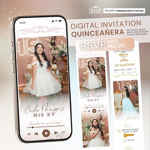 Interactive Quinceañera Web Invitation: RSVP, Music, Countdown - Etsy