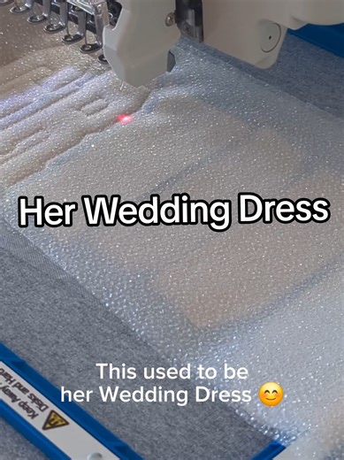 This used to be her Wedding Dress 😊🤩 Soon-to-be a forever Keepsake by Mama Mel #mamamel #weddingkeepsake #weddingdress #machineembroidery #2026bride