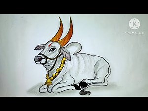 Bail pola drawing | bendur drawing How to draw ox | animal drawing | bailache chitra
