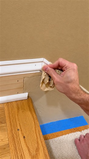DIY baseboard upgrade for wooden stairs
