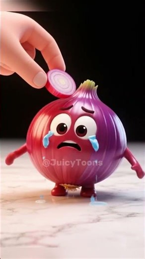 Cute Crying Red Onion ASMR Animation #RedOnionASMR #CryingRedOnion #CuteVegetableAnimation #shorts