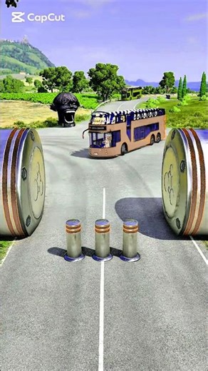 Crazy Bus Obstacle Challenge 3D 🚍🔥 | Will It Survive? #CrashTest #Shorts