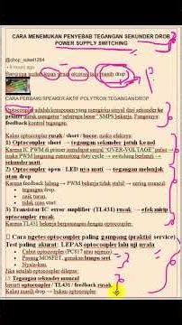 HOW TO FIND THE CAUSE OF DROP POWER SUPPLY SWITCHING SECONDARY VOLTAGE