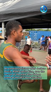 242K views · 7.8K reactions | #FijiOneNews | After securing the gold medal at the Senior Boys 100m Blue Ribbon re-run Joshua Ducia, RSMS sprint king, celebrated his victory with his mother﫶 | Fiji One News | Facebook