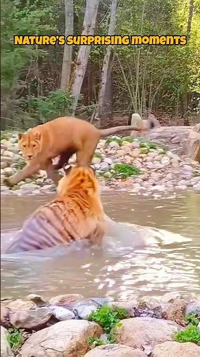 Rare Wildlife Interaction between Tiger and Lion