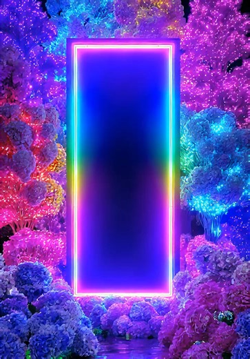 Step into a neon dreamscape of glowing flowers, water reflections, and a mysterious light portal. Perfect for lovers of fantasy, color, and surreal vibes 🌈 Check out my profile for more #livewallpaper #rainbowaesthetic #neonvibes #neonglow #floraldesign