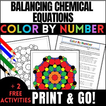 Balancing Chemical Equations Worksheet| Chemistry Color by Number Sub plan