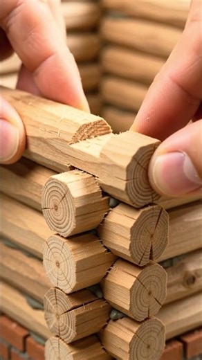 Satisfying Mini Log Cabin Construction 🪵 Real Cement & Mini Bricks
