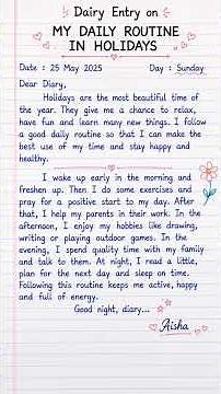 DIARY ENTRY ON MY DAILY ROUTINE #dailyroutine #diaryentry #homework