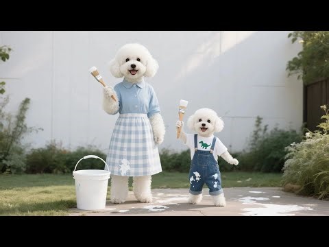 Funny occurred when baby pupper repainted wall to help its mama dog!🛠️Compilation