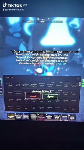 Trying to get Mourned Mutation on moonstone to get tidemourner rod in Fisch