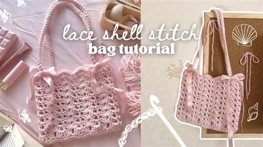 DIY Crochet Mesh Bag – Lace Shell Pattern, Adjustable for Any Size