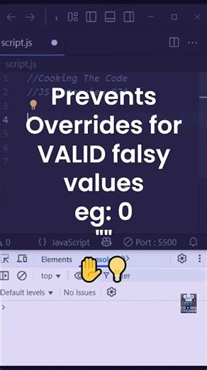 JS interview Q74 : What is Nullish Coalescing(??)❓❓🤔 #null #javascriptinterview #devshorts