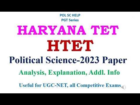 Past Year's Paper Analysis of Haryana (HTET) PGT- Political Science: 2023 Paper