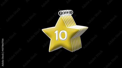 3D Countdown Animation with Star Shape Label