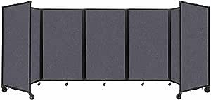 Versare Room Divider 360 Portable Partition Privacy Wall | Freestanding Office Dividers | Locking Wheels | Temporary Room Separator | 14' x 5' Dark Gray Sound Absorbing