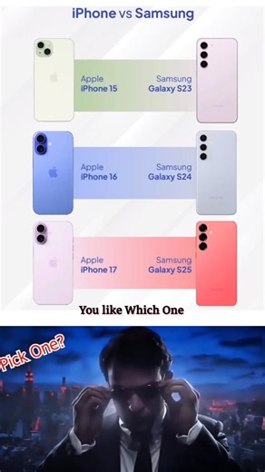 iPhone 15 vs 16 vs 17 📱 Samsung S23 vs S24 vs S25 🔥 Full Comparison! This video shows a clean and simple comparison between iPhone 15, iPhone 16, iPhone 17 and Samsung Galaxy S23, S24, S25 📱✨. Both brands keep improving their designs, cameras, and performance every year. Watch this short and see how Apple and Samsung change from model to model 🔥📱. Perfect for tech lovers who enjoy quick comparisons! ⚡😍 👍 Like 💬 Comment 🔔 Subscribe for more tech shorts If you enjoyed the video, show some