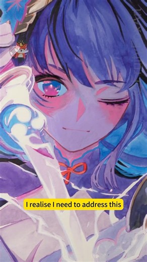 Raiden Shogun colouring with watercolour and markers