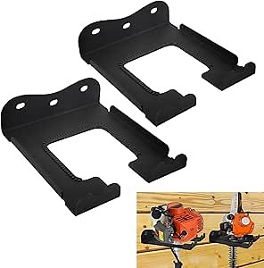 Ertuohg 2PCS Garage Organizer Trimmer Rack, Heavy Duty Weeder Eater Hanger Trimmer Hanger, Weedeater Hangers for Garage Wall, Garden Tool Organizer, Tool Hangers for Garage Wall, Black Metal