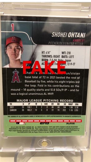 2022 Topps Stadium Club Chrome Shohei Ohtani ERROR