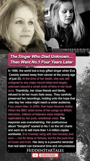 The Singer Who Died Unknown… Then Went No.1 Four Years Later 🌟 Eva Cassidy songbird story