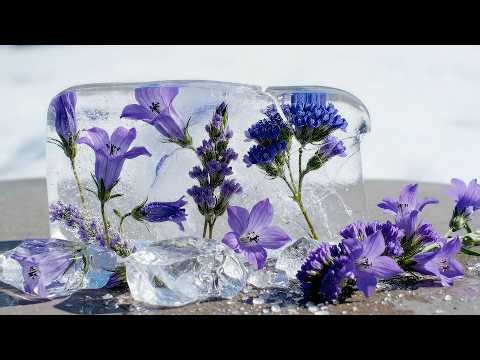 Hypnotic Ice Cracking ASMR | Frozen Flowers in Crystal Ice (4K Visual ASMR)