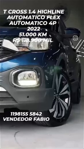 Fabio Lima on Instagram: "🚗 VOLKSWAGEN T-CROSS 1.4 HIGHLINE ⭐ FLEX • AUTOMÁTICA • 4 PORTAS • BANCO DE COURO ⚙️ IMPECÁVEL • RODAS DE LIGA • TOP DA CATEGORIA 📉 BAIXÍSSIMA QUILOMETRAGEM 🛠️ REVISADA COM GARANTIA 💰 PREÇO DE VENDA: R$ 118900 📦 COM OU SEM ENTRADA 📆 FINANCIAMENTO EM ATÉ 60X 💳 CARTÃO DE CRÉDITO 🔁 ACEITAMOS SEU USADO NA TROCA 🖥️ SIMULAÇÃO E APROVAÇÃO ONLINE 🏢 LOGO NOVA HOME MOTORS NOVA HOME MOTORS 📍 AV. PRESIDENTE KENNEDY, 863 – BOQUEIRÃO – PRAIA GRANDE/SP 📞 FABIO – (11) 98155