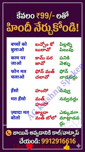 Hindi Conversation Practice Through Telugu | Daily Use Hindi Sentences | Easy Hindi