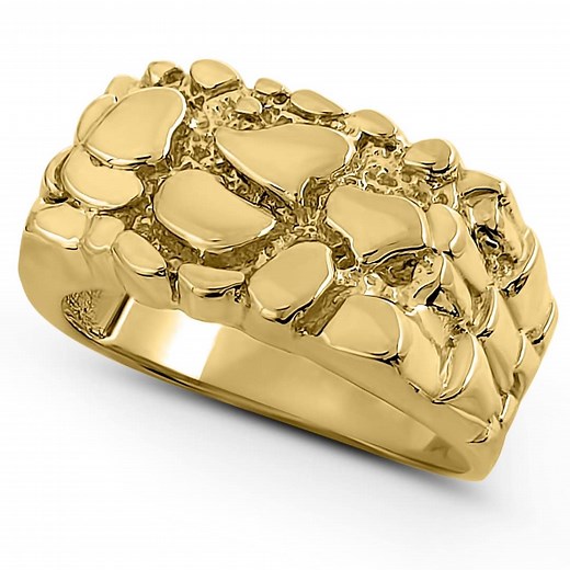Solid 10K Yellow Gold Classic 11mm Mens Nugget Ring, Size 5 - 15 - Etsy