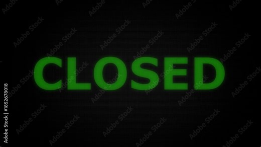 Closed sign appear background, seamless effect for trailer, Animation closed sign board swinging in loop. Perfect for store closings, motion grahpic, video 4k