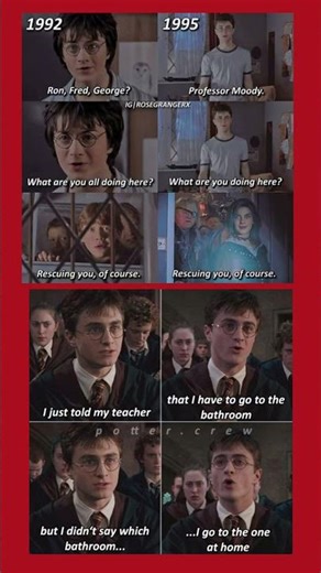 Harry Potter Funny Bathroom Meme 😂 | 1992 vs 1995 Rescue Scene | Harry Potter Viral #harrypotter