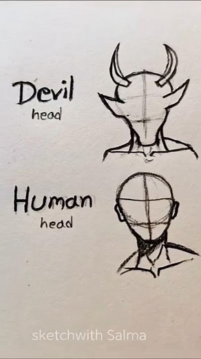How to draw head Devil vs Human tutorial 👹 #shorts #satisfying #fypシ #art #sketch #head #howtodraw