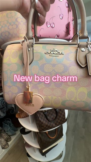 I got this pink, beautiful bag charm from Etsy, to match some of my handbags. I originally wanted them to match the bags. I got from the new powder pink Coach collection, however the pink is a little too light. I may have to order another one to match. It does go great with the Coach rainbow collection and even my Louis Vuitton Manhattan PM.