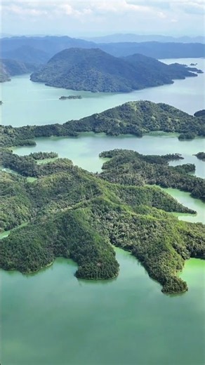 这是广东河源万绿湖，它是华南地区最大的人工淡水湖，水域面积达370平方公里，相当于58个杭州西湖，蓄水量约139亿立方米万绿湖，因处处是绿，四季皆绿而得名湖水清澈，常年保持国家一类地表水标准