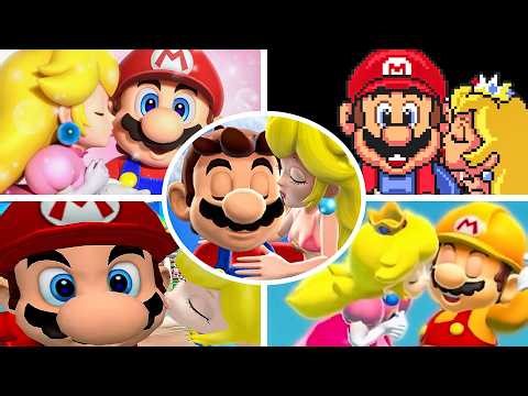Evolution of Peach Kissing Mario in Super Mario Games (1990-2026)