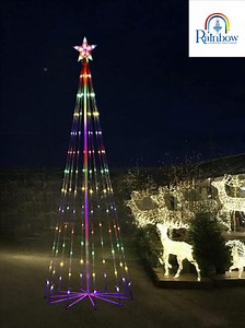 Solar-powered LED Outdoor Christmas Tree Light: Illuminated Cone Xmas Decor - Etsy