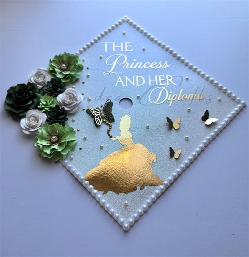 Princess Graduation Cap Topper, Gold Princess Grad Cap Decoration, Class of 2026, Custom Girl Grad Cap, Senior Grad - Etsy