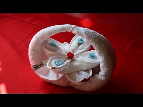 Flower Basket Towel Folding | How To Make Towel Flower Basket | #mrgariya