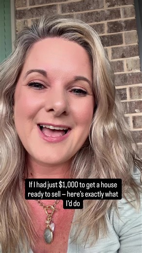 You don’t need a renovation to sell your home. You need elbow grease and intention. Here’s exactly what I’d do with $1,000 — and half of this list is completely free. Start inside. Declutter everything. Pack what you don’t need. Remove extra furniture. Clear every single counter — kitchen, bathrooms, all of it. Nothing stays out. Take down the family photos and anything personal. Buyers need to picture THEIR life in that space. Then deep clean like you’ve never cleaned before. Walls, baseboards,